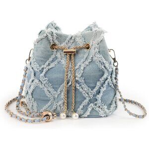 Stylish Blue Denim Bag with Chain Strap